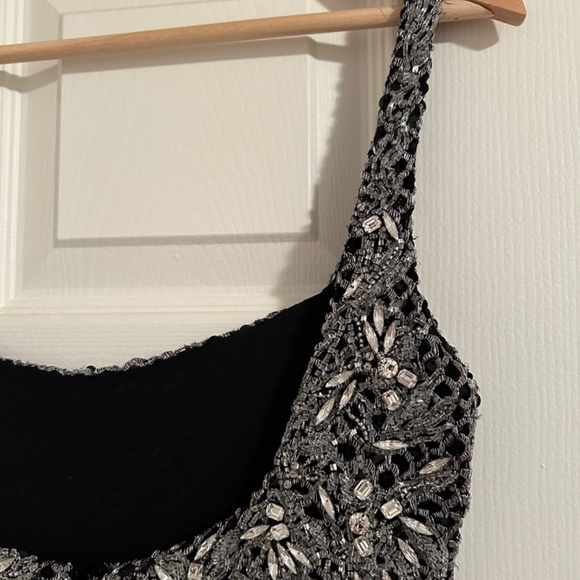 Badgley Mischka Black and Silver full length dress - Picture 5 of 10